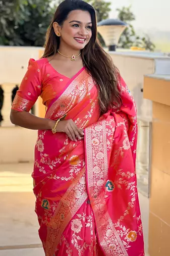 soft litchi art silk banarasi art silk jacquard saree (banarasi-1-gajri-pink)