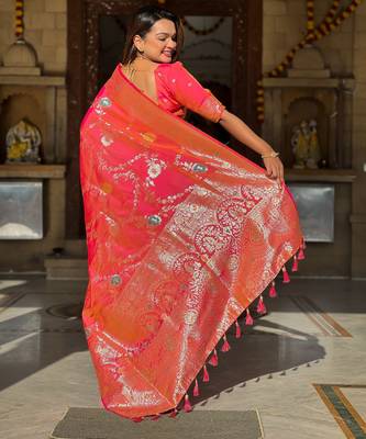 soft litchi art silk banarasi art silk jacquard saree (banarasi-1-gajri-pink) 3