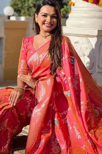 soft litchi art silk banarasi art silk jacquard saree (banarasi-1-gajri-pink)