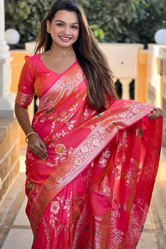 soft litchi art silk banarasi art silk jacquard saree (banarasi-1-gajri-pink)