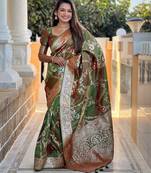 soft litchi art silk banarasi art silk jacquard saree (banarasi-1-mahendi)