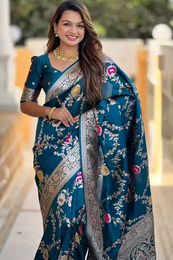 soft litchi art silk banarasi art silk jacquard saree (banarasi-1-morpich)