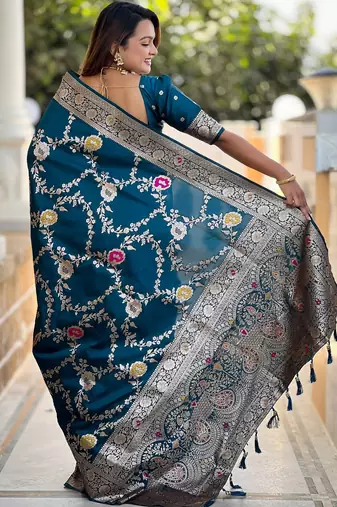 soft litchi art silk banarasi art silk jacquard saree (banarasi-1-morpich)