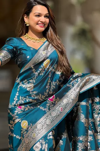 soft litchi art silk banarasi art silk jacquard saree (banarasi-1-morpich)