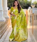 soft litchi art silk banarasi art silk jacquard saree (banarasi-1-parrot)