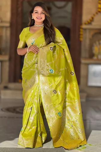 soft litchi art silk banarasi art silk jacquard saree (banarasi-1-parrot)