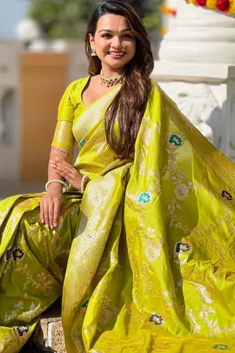 soft litchi art silk banarasi art silk jacquard saree (banarasi-1-parrot)