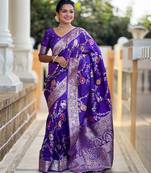 soft litchi art silk banarasi art silk jacquard saree (banarasi-1-purple)