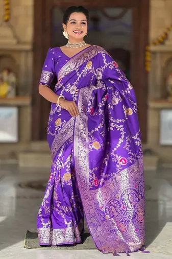 soft litchi art silk banarasi art silk jacquard saree (banarasi-1-purple)