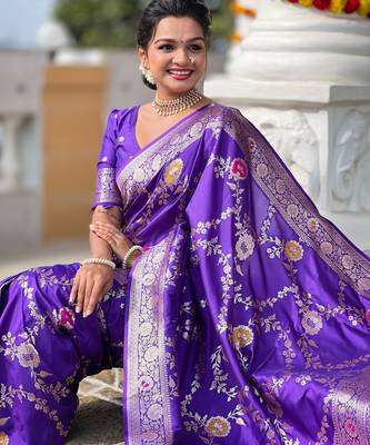 soft litchi art silk banarasi art silk jacquard saree (banarasi-1-purple) 4