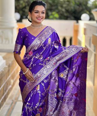 soft litchi art silk banarasi art silk jacquard saree (banarasi-1-purple) 5