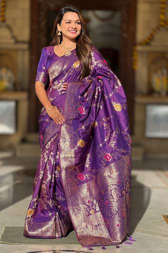 soft litchi art silk banarasi art silk jacquard saree (banarasi-1-wine)