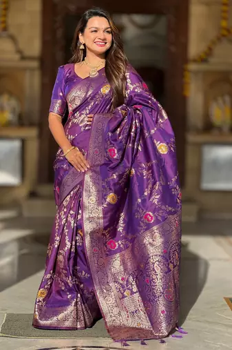 soft litchi art silk banarasi art silk jacquard saree (banarasi-1-wine)