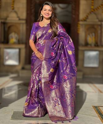 soft litchi art silk banarasi art silk jacquard saree (banarasi-1-wine) 2