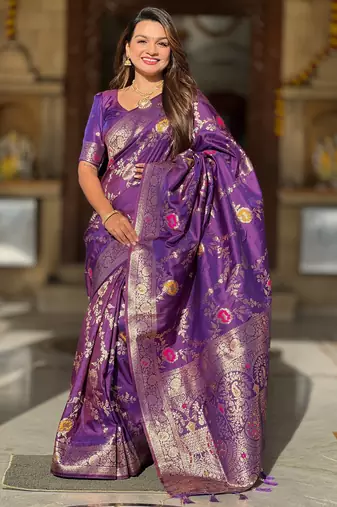 soft litchi art silk banarasi art silk jacquard saree (banarasi-1-wine)