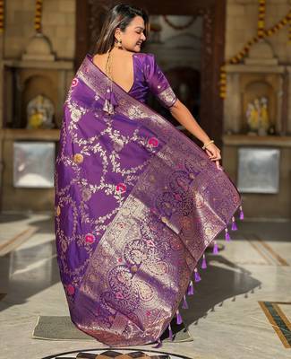 soft litchi art silk banarasi art silk jacquard saree (banarasi-1-wine) 3