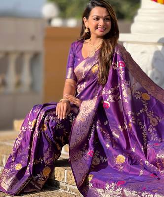 soft litchi art silk banarasi art silk jacquard saree (banarasi-1-wine) 4