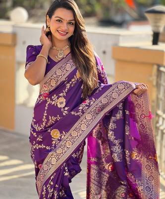 soft litchi art silk banarasi art silk jacquard saree (banarasi-1-wine) 5