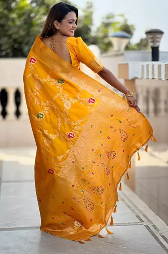 soft litchi art silk banarasi art silk jacquard saree (banarasi-1-yellow)