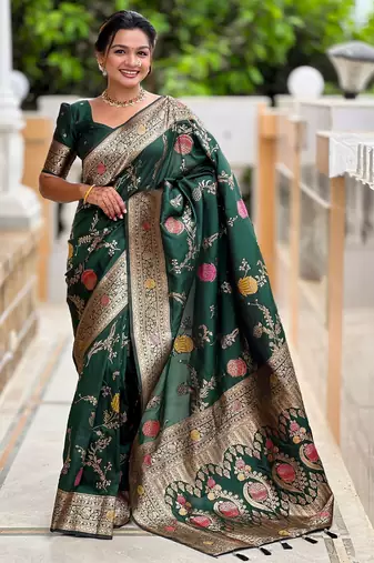 soft litchi art silk banarasi art silk jacquard saree (banarasi-2-b-green)