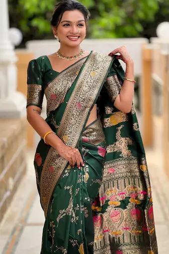 soft litchi art silk banarasi art silk jacquard saree (banarasi-2-b-green)