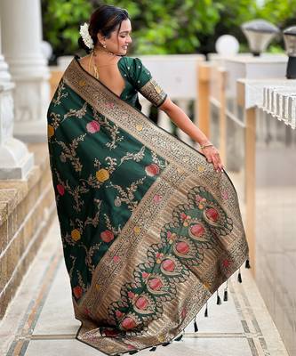 soft litchi art silk banarasi art silk jacquard saree (banarasi-2-b-green) 3