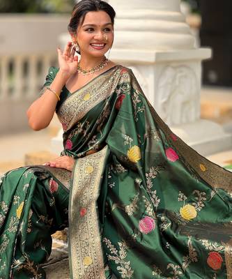 soft litchi art silk banarasi art silk jacquard saree (banarasi-2-b-green) 4