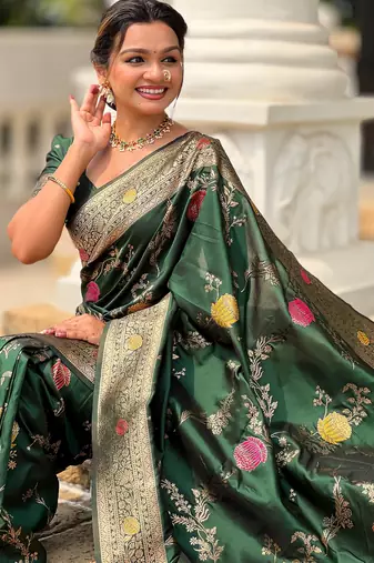 soft litchi art silk banarasi art silk jacquard saree (banarasi-2-b-green)