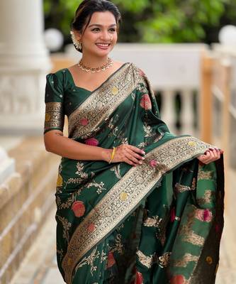 soft litchi art silk banarasi art silk jacquard saree (banarasi-2-b-green) 5