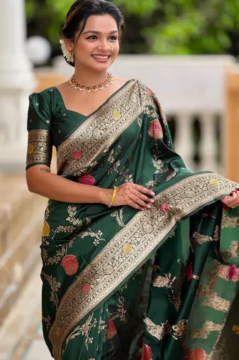 soft litchi art silk banarasi art silk jacquard saree (banarasi-2-b-green)