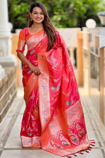 soft litchi art silk banarasi art silk jacquard saree (banarasi-2-gajri-pink)