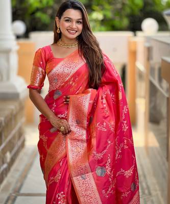soft litchi art silk banarasi art silk jacquard saree (banarasi-2-gajri-pink) 5