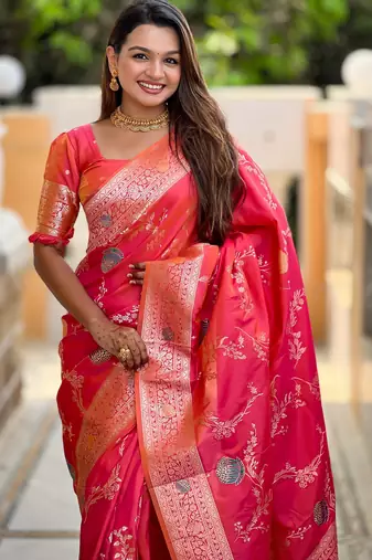 soft litchi art silk banarasi art silk jacquard saree (banarasi-2-gajri-pink)