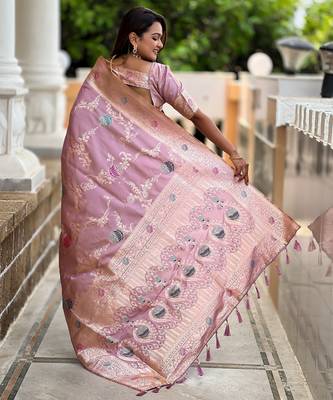 soft litchi art silk banarasi art silk jacquard saree (banarasi-2-lavender) 3