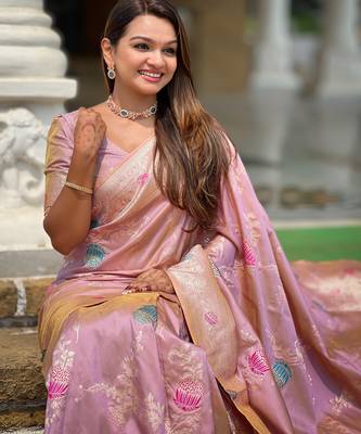 soft litchi art silk banarasi art silk jacquard saree (banarasi-2-lavender) 4