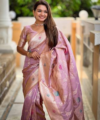 soft litchi art silk banarasi art silk jacquard saree (banarasi-2-lavender) 5