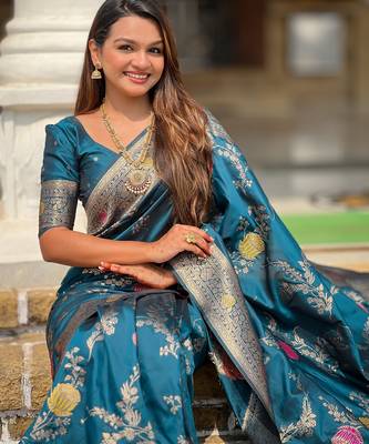 soft litchi art silk banarasi art silk jacquard saree (banarasi-2-morpich) 4