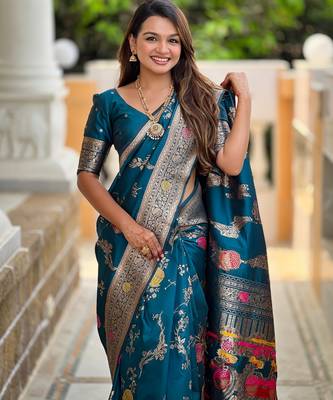 soft litchi art silk banarasi art silk jacquard saree (banarasi-2-morpich) 5