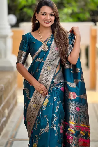 soft litchi art silk banarasi art silk jacquard saree (banarasi-2-morpich)