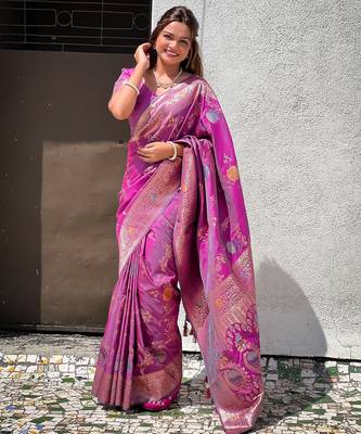 soft litchi art silk banarasi art silk jacquard saree (banarasi-2-onion) 1