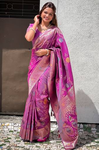soft litchi art silk banarasi art silk jacquard saree (banarasi-2-onion)