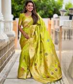 soft litchi art silk banarasi art silk jacquard saree (banarasi-2-parrot)