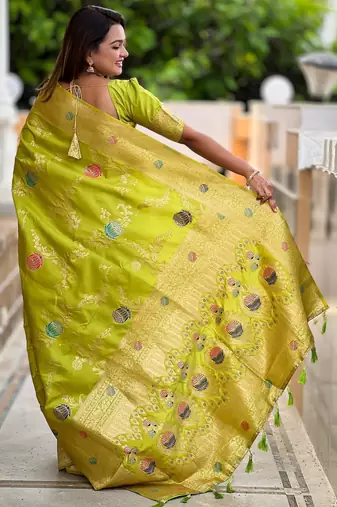 soft litchi art silk banarasi art silk jacquard saree (banarasi-2-parrot)