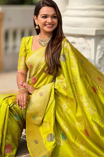 soft litchi art silk banarasi art silk jacquard saree (banarasi-2-parrot)