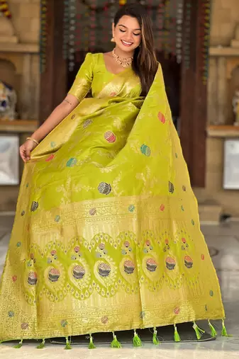 soft litchi art silk banarasi art silk jacquard saree (banarasi-2-parrot)