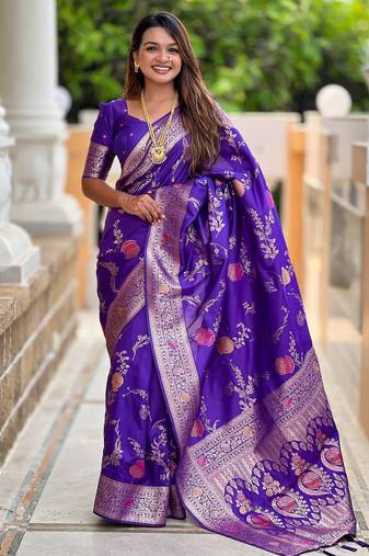 soft litchi art silk banarasi art silk jacquard saree (banarasi-2-puple)