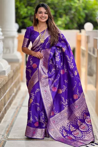 soft litchi art silk banarasi art silk jacquard saree (banarasi-2-puple)