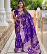 soft litchi art silk banarasi art silk jacquard saree (banarasi-2-puple)