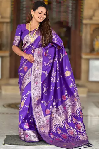 soft litchi art silk banarasi art silk jacquard saree (banarasi-2-puple)