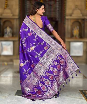 soft litchi art silk banarasi art silk jacquard saree (banarasi-2-puple) 3